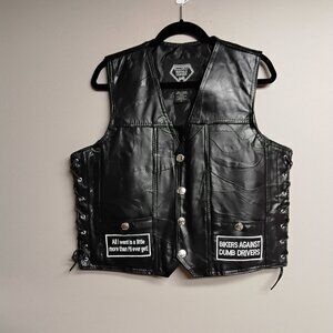 Buffalo Leather Men's Motorcycle Vest Size L #640
